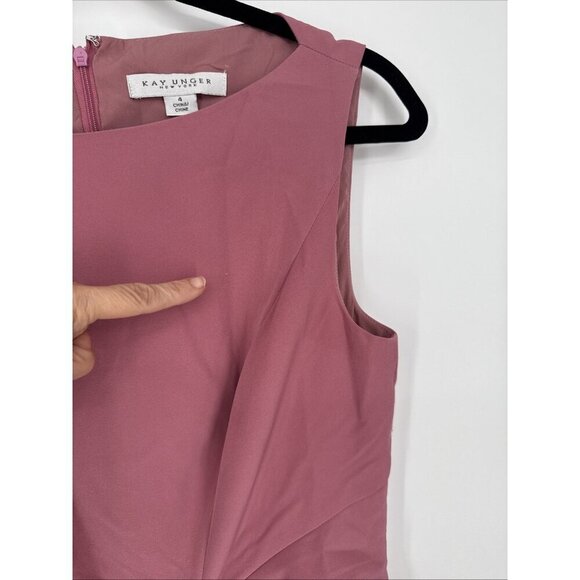 Kay Unger Sansa Womens Size 4 Pink Pleated Bateau Neck Sleeveless Formal Gown - Picture 6 of 14